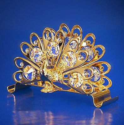 Позолоченная салфетница "Павлин" - с кристаллами Swarovski, АR-4455