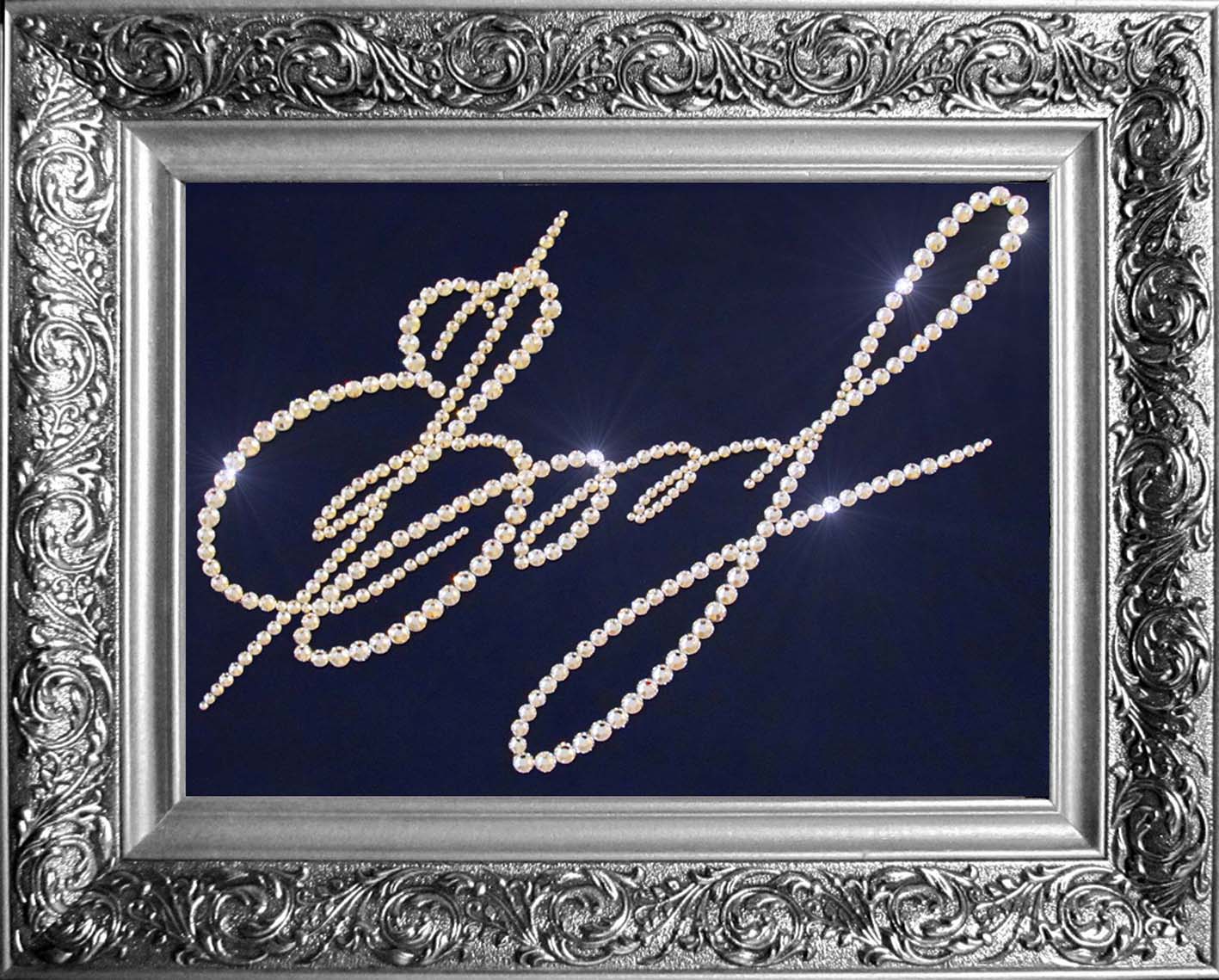 Картина "Подпись - c кристаллами Сваровски" - в золотистой или серебристой раме
